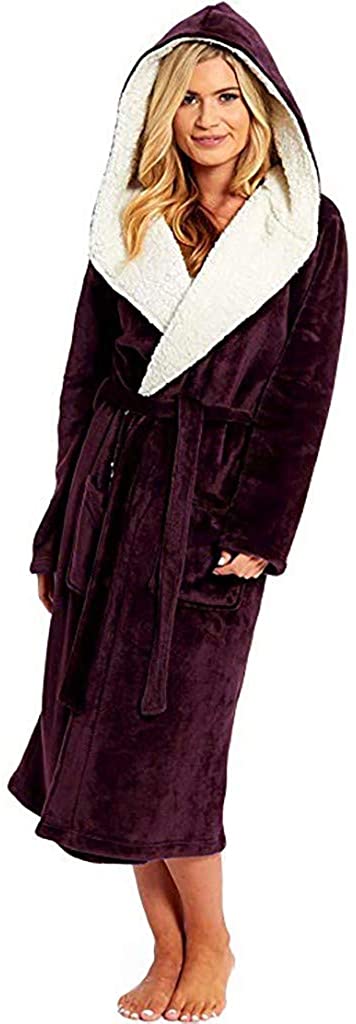 Price:$20.92 Xinantime Womens Winter Plush Lengthened Shawl Bathrobe Home Clothes Long Sleeved Robe Coat at Amazon Women’s Clothing store