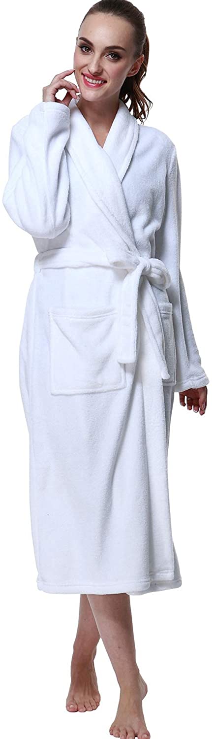 Price:$24.99 Drowsy Cloud Bathrobe, Soft Women Robe Plush Kimono Collar Bathrobe at Amazon Women’s Clothing store