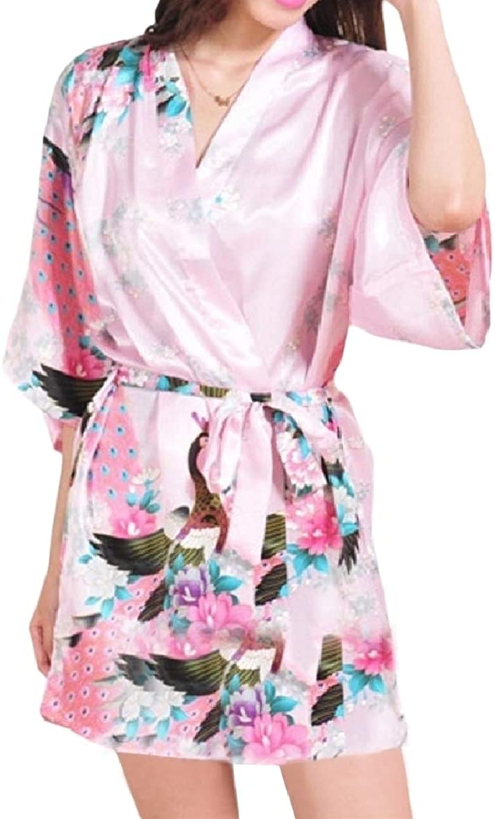 Price:$4.37 Winwinus Womens Summer Casual Silk Peacock Open Front Charmeuse Lounge Robe at Amazon Women’s Clothing store