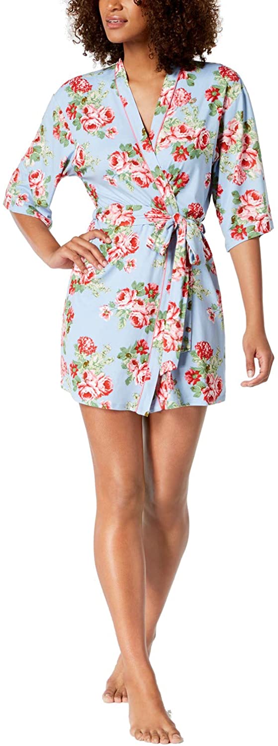 Price:$29.94 Flora Nikrooz Flora Womens Floral Wrap Short Robe, Blue, Large/X-Large at Amazon Women’s Clothing store