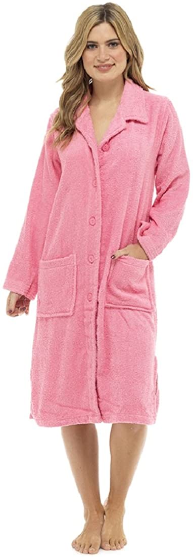 Price:$22.47    Ladies Button Front Towelling Robe  Clothing