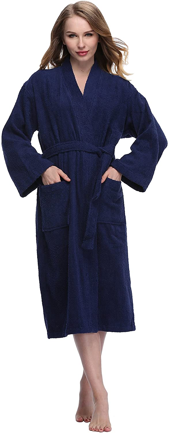 Price:$25.99 expressbuynow Women's Kimono Bathrobe Terry Cloth Spa Robe Hotel at Amazon Women’s Clothing store