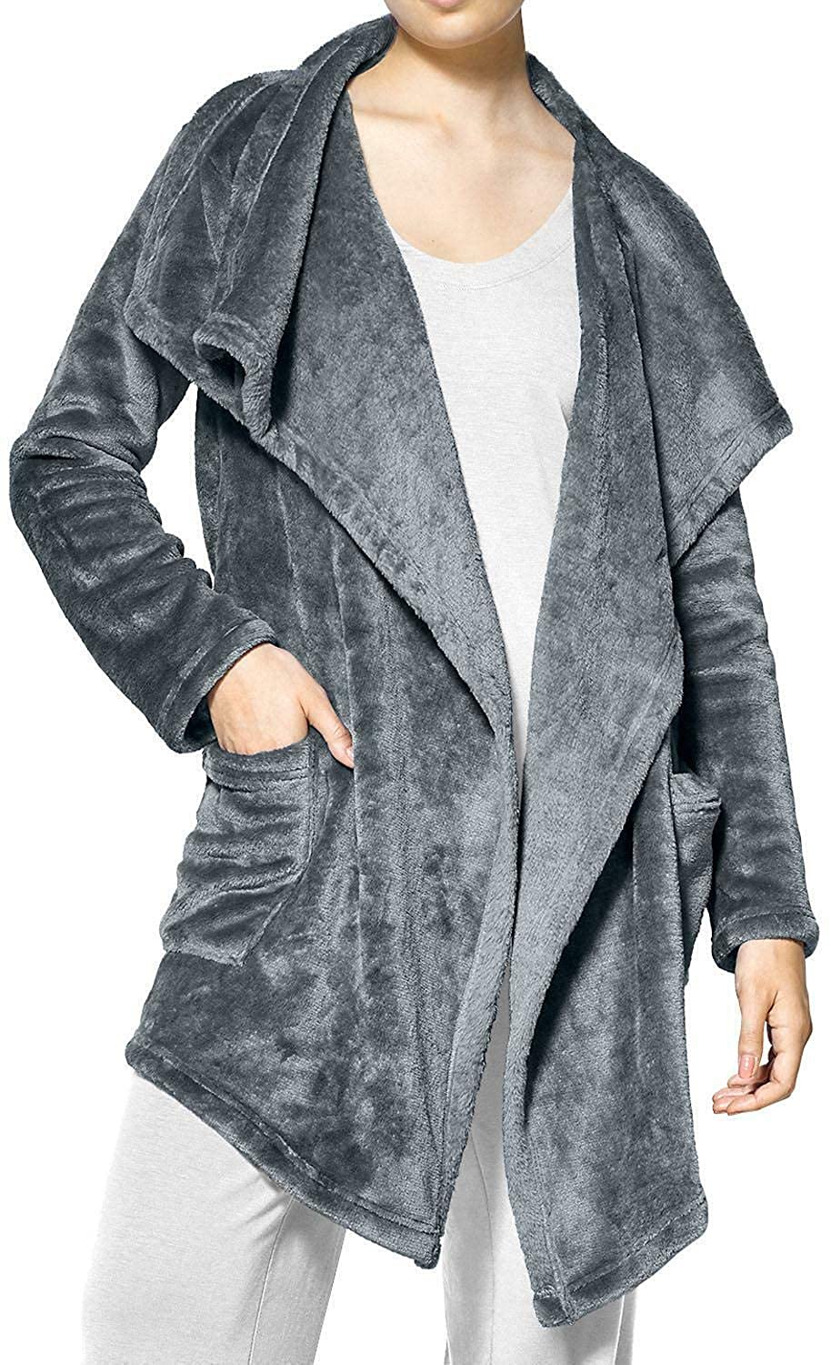 Price:$39.00 HUE Women's Cozy Comfy Wrap Open Cardigan with Pockets for Sleep Casual or Lounge at Amazon Women’s Clothing store