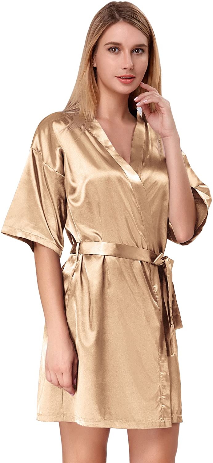 Price:$7.99 Zexxxy Women Kimono Robes Peacock and Blossom Print Silk Short Sleep Robe ZE0053 at Amazon Women’s Clothing store