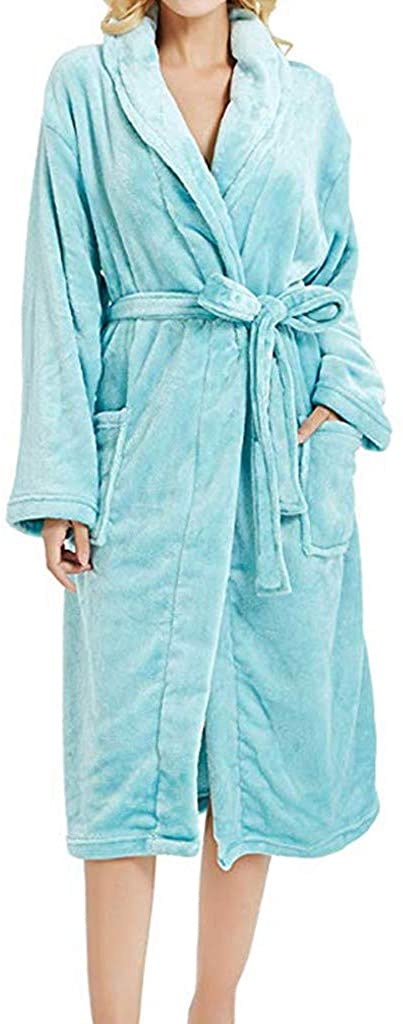 Price:$9.90 Pervobs Women's Winter Lengthened Plush Shawl Bathrobe Sleepweer Long Sleeved Coat at Amazon Women’s Clothing store