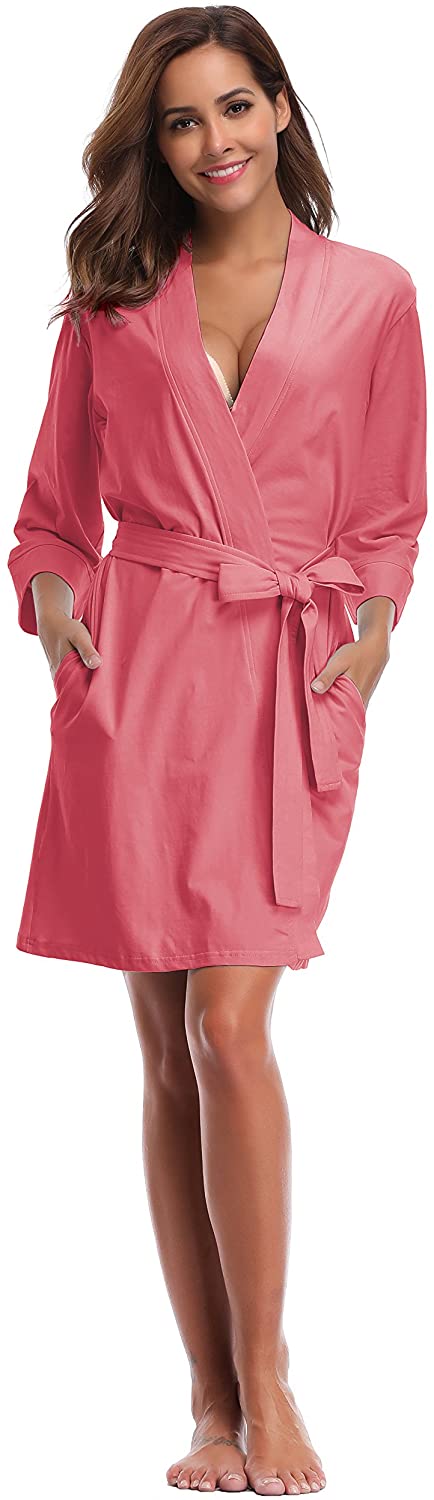 Price:$23.99    Luvrobes Women's Cotton Knit Kimono Robe Lightweight Bathrobe Sleepwear  Clothing