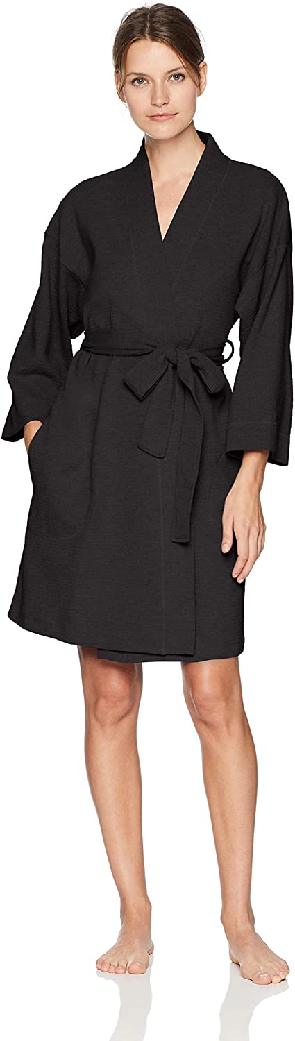 Price:$32.00    Amazon Brand - Arabella Women's Knit Waffle Wrap Robe  Clothing