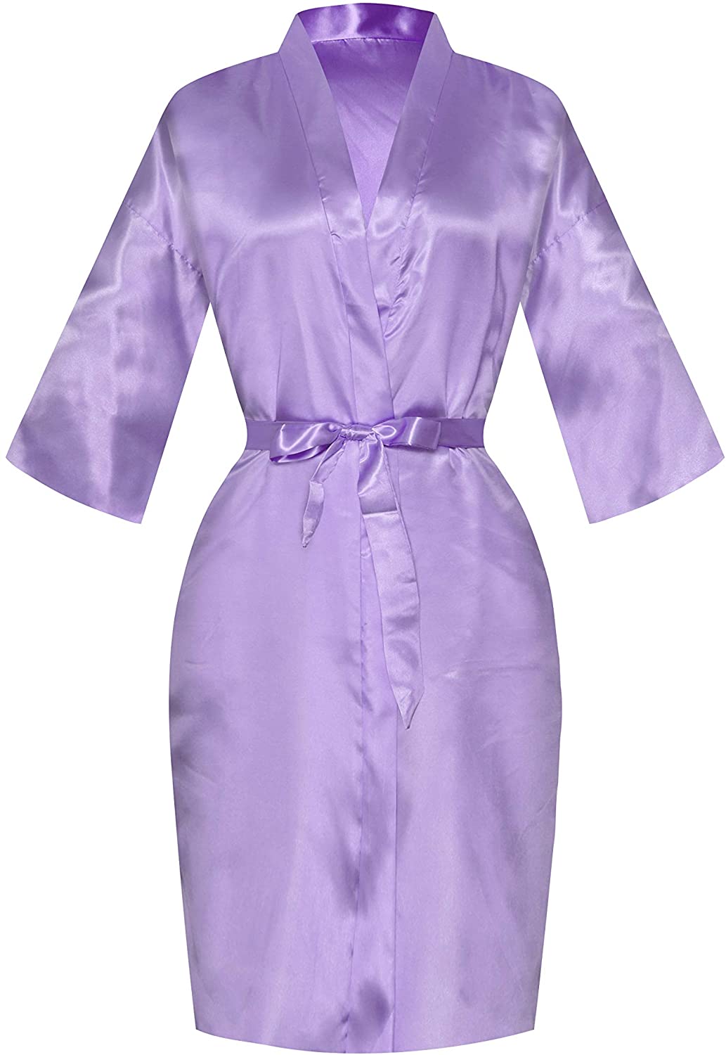 Price:$9.99 SEALINF Women's One Size Solid-Colored Bridal Robe Bride Bridesmaids Short Kimono Dressing Gown Sleepwear for Wedding Parties Getting Ready (Light Purple) at Amazon Women’s Clothing store