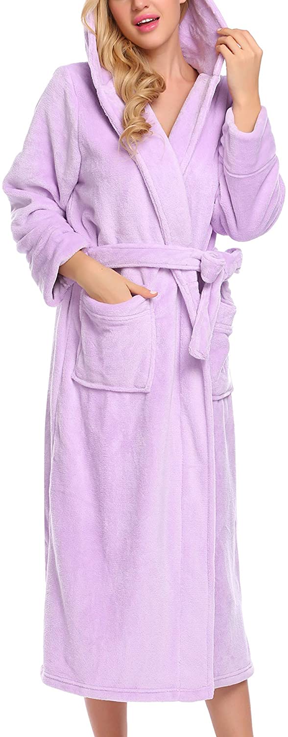 Price:$36.99 Ekouaer Womens Soft and Warm Fleece Bathrobe Kimono Spa Robe at Amazon Women’s Clothing store