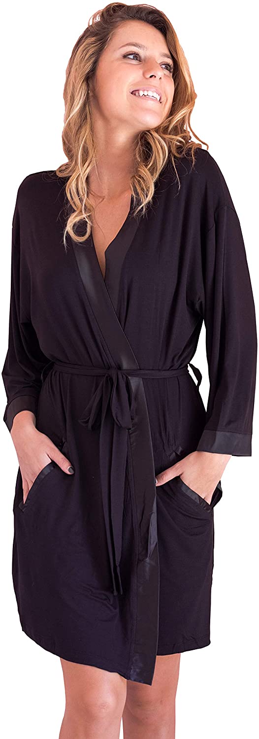 Price:$70.00 Faceplant Bamboo Kimono Robe  Black  Small/Medium at Amazon Women’s Clothing store