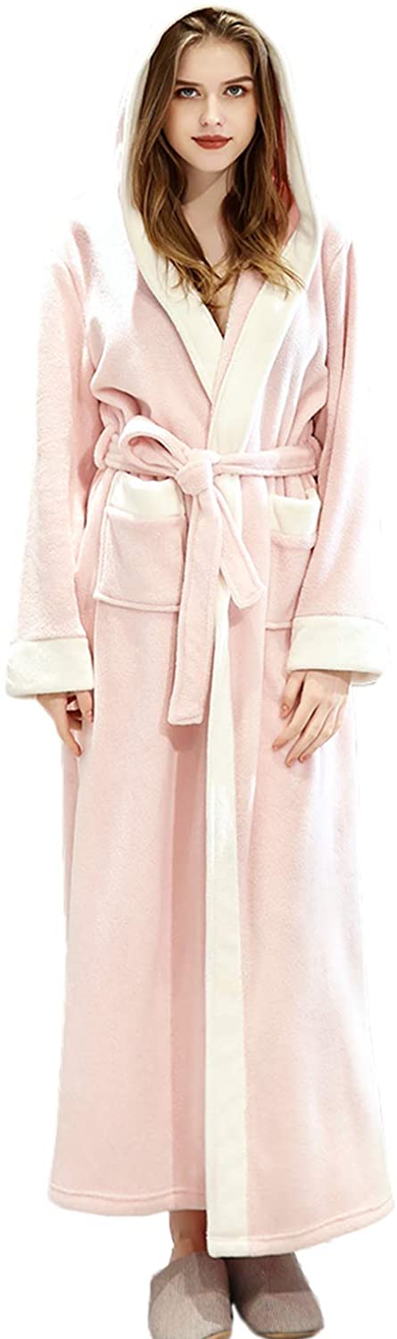Price:$23.99 Women Night Lounge wear Flannel Robes Hooded Housecoat Full Long at Amazon Women’s Clothing store