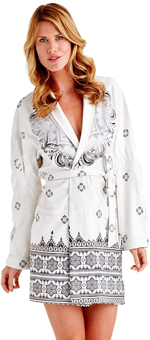Price:$209.99 Wrap Up by VP Goa Elephant in Grey and Red Microfiber Short Robe, S/M at Amazon Women’s Clothing store