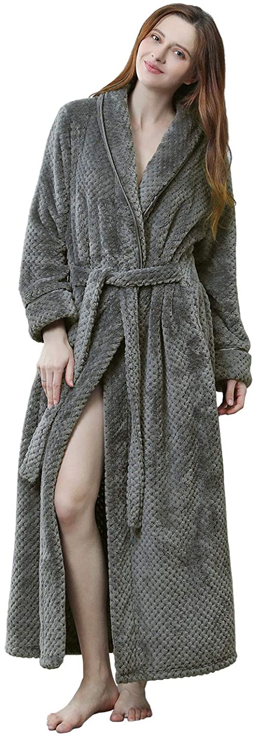 Price:$29.99 Womens Bathrobe Fleece Plush Soft Ladies Long Robes Housecoats Winter Sleepwear at Amazon Women’s Clothing store