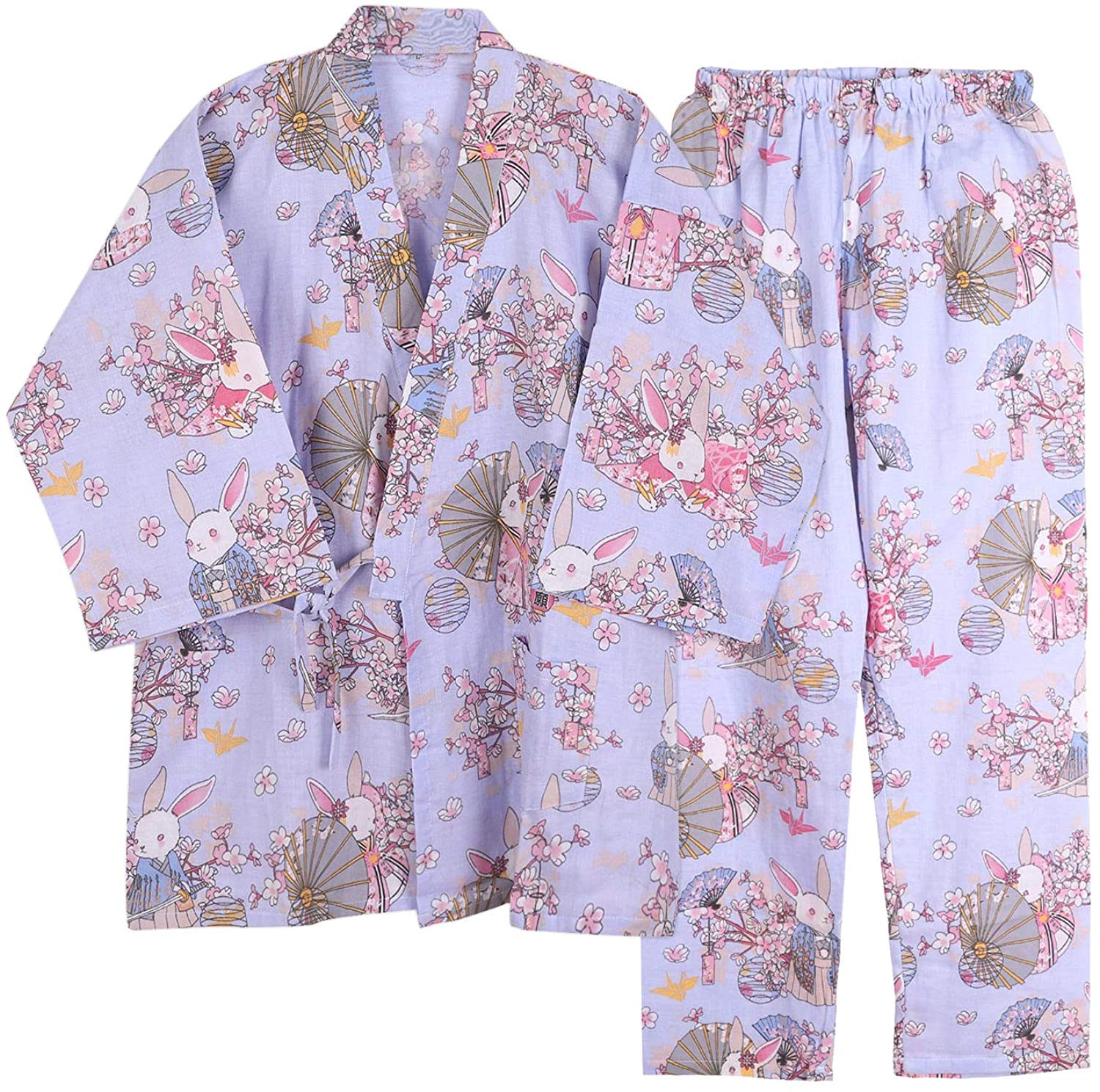 Price:$25.73 LONTG Women Cotton Kimono Robe Pajamas Set Half Sleeve Sleepwear Nightdress Loungewear at Amazon Women’s Clothing store