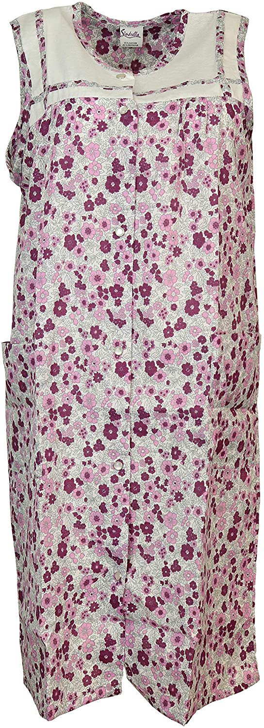 Price:$14.00 Sindrella Women's Plus Size Sleeveless House Dress Duster Robe, Snap Front, Pockets at Amazon Women’s Clothing store
