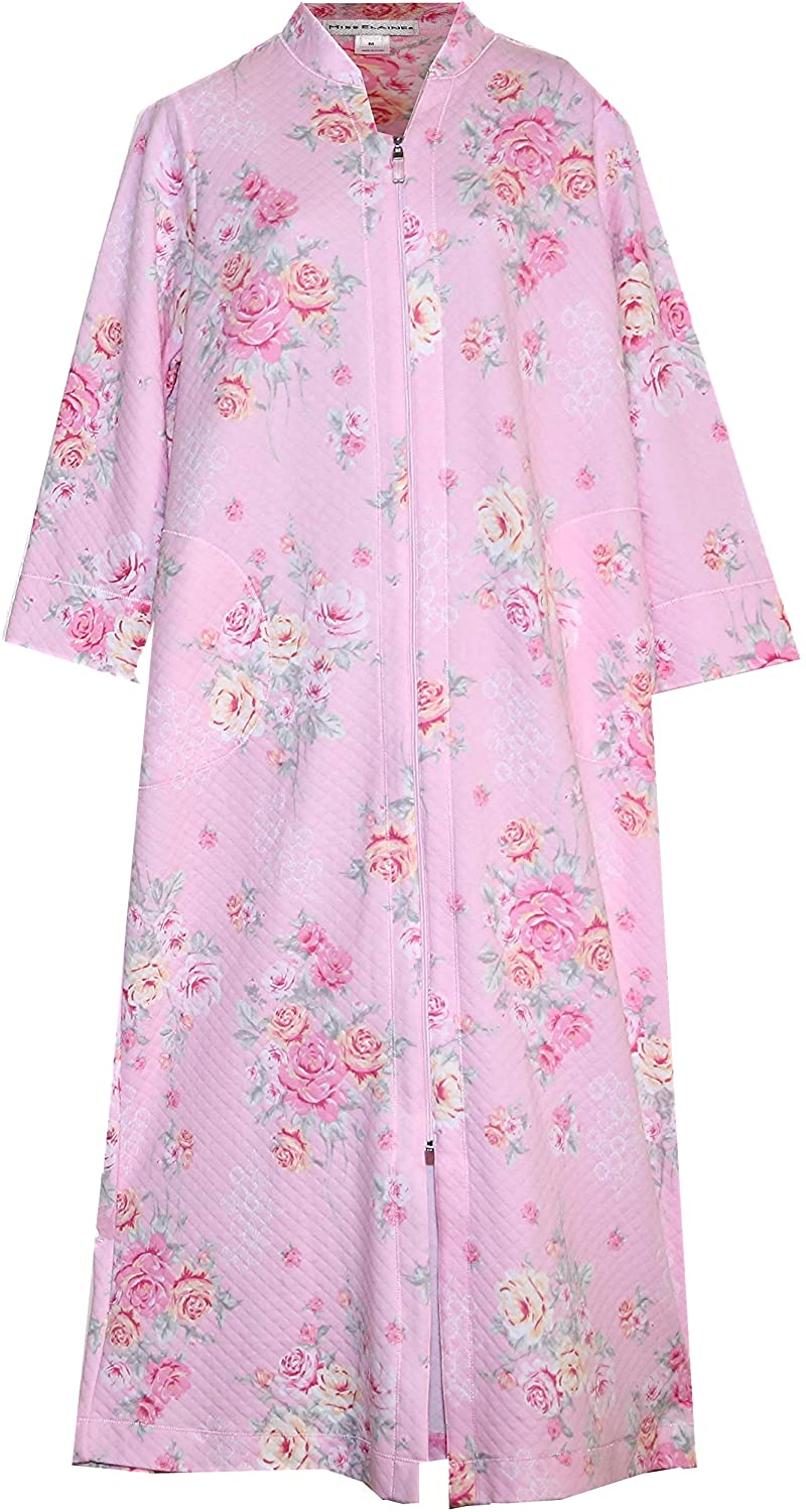 Price:$49.00 Miss Elaine Stitch Detail Zip Front Floral Robe at Amazon Women’s Clothing store