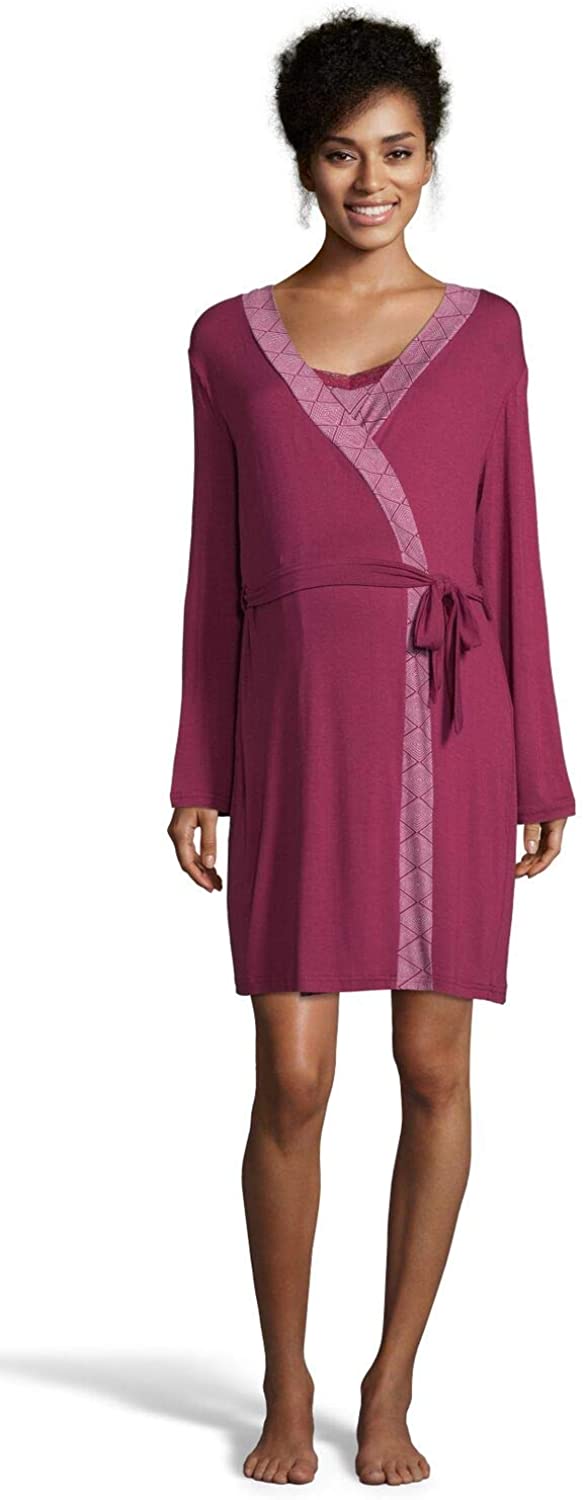 Price:$22.99 Lamaze Womens Maternity Lounge Nursing V-Neck Nightgown Matching Belted Robe Pajama Set at Amazon Women’s Clothing store