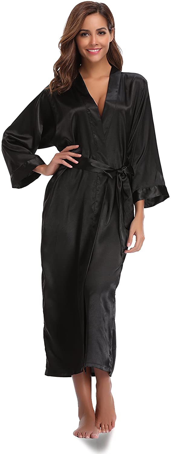 Price:$18.99 Sunnyhu Women's Pure Color Kimono Robe, Long at Amazon Women’s Clothing store