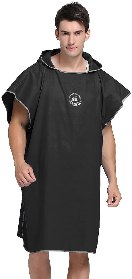 Price:$9.99 MINGPINHUIUS Bathrobe Towel for Adults Women Mens 8 Pure Colors Optional Swim Towels Poncho Quick Dry Beach Changing Robe, Standard Size Fit All (Black) at Amazon Women’s Clothing store