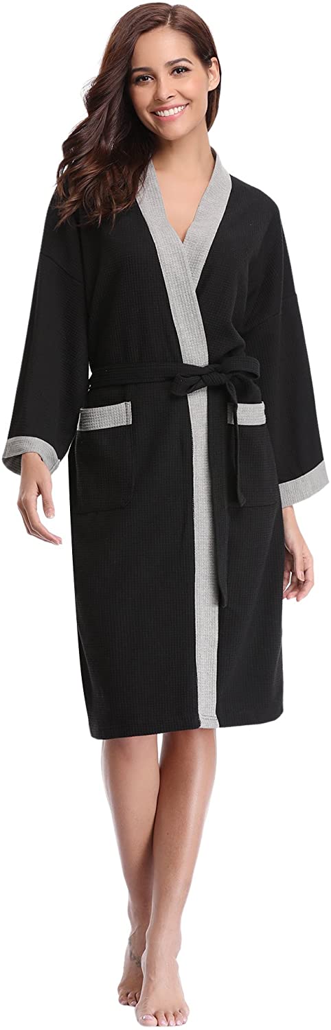 Price:$24.98    Abollria Unisex Kimono Robes Waffle Cotton Bathrobe for Women and Men Spa Robe Lightweight Sleepwear  Clothing