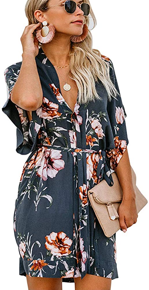 Price:$15.99 AEL Floral Kimono Robes for Women Short Dress Bridesmaid Robe for Wedding Party Dresses with Belt at Amazon Women’s Clothing store