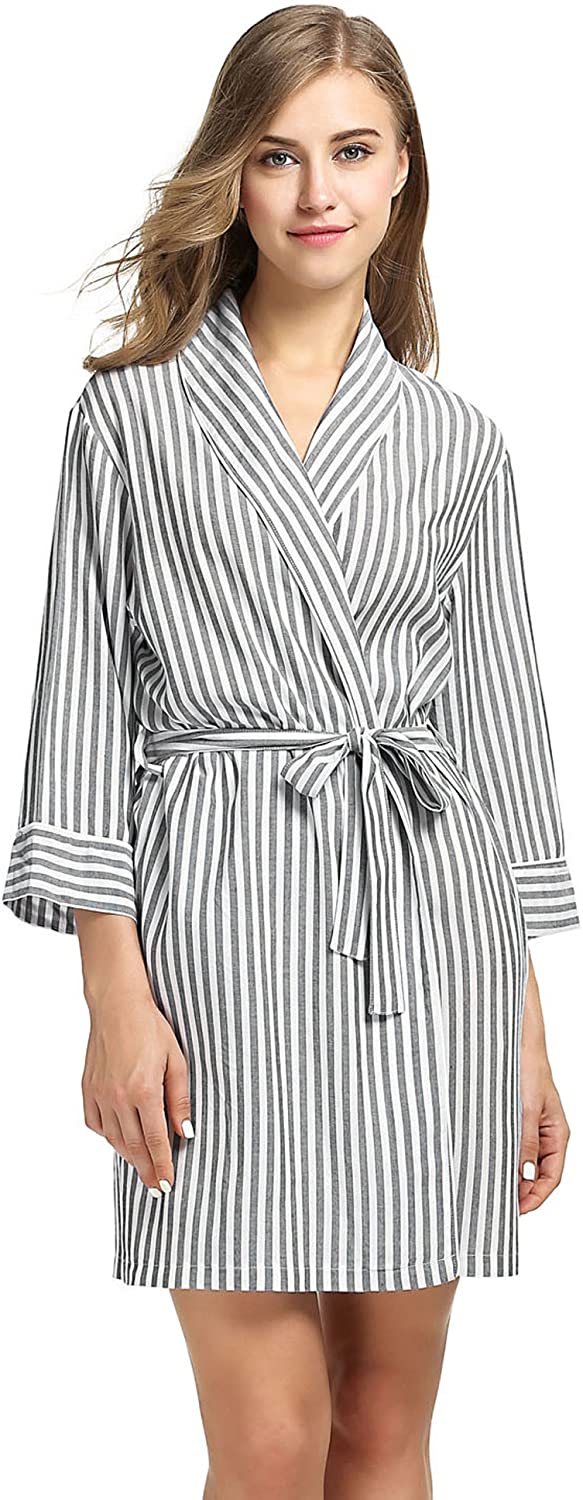 Price:$19.99 Ekouaer Striped Bathrobe Woman Kimono Collar Sleepwear Lounging Wear Plus Size at Amazon Women’s Clothing store