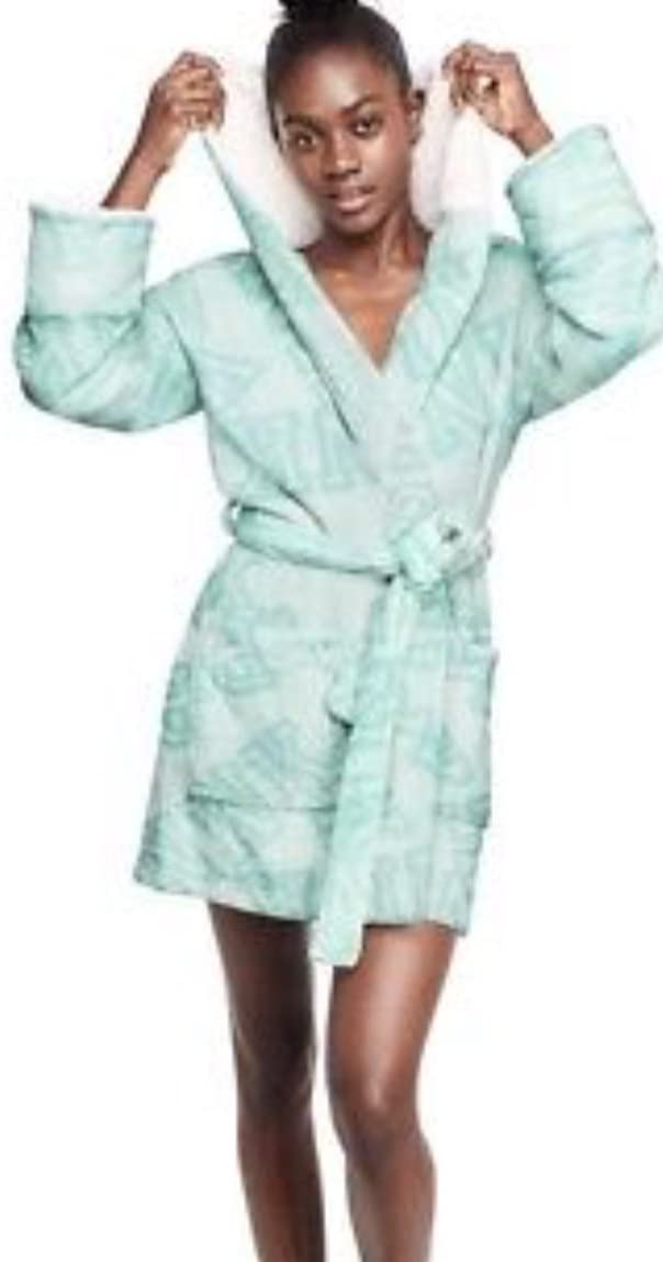 Price:$49.79    VICTORIA SECRET COZY SHORT ROBE BLING PALE TEAL SIGNATURE SLD OUT MEDIUM/LARGE  Clothing