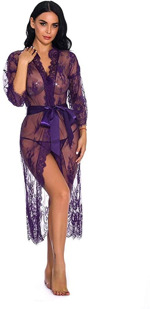Price:$23.99 Wonem Sexy Lace Robe Women Big Size Nightgown Sexy Babydoll Pajamas Women's Sexy Underwear Christmas Appeal Pajamas at Amazon Women’s Clothing store