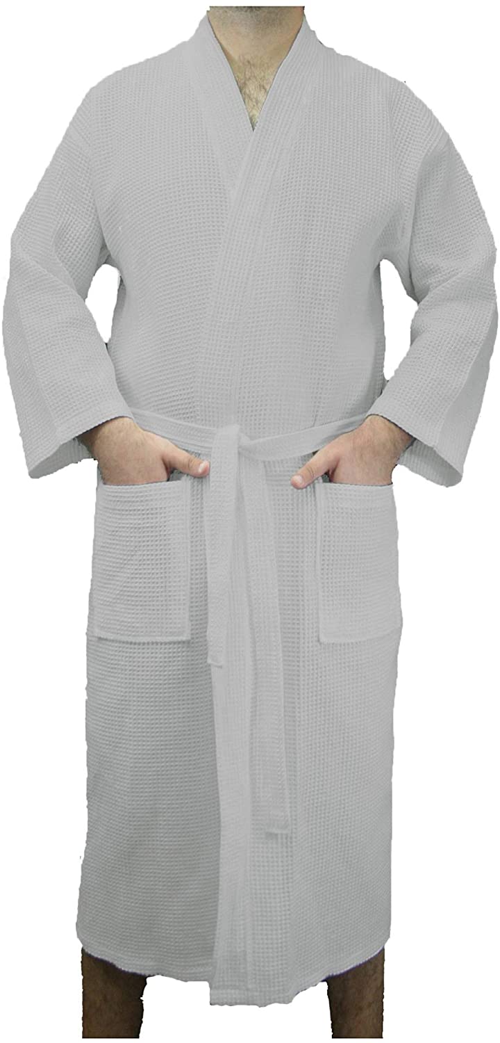 Price:$25.95    BY LORA Waffle Bathrobe, Unisex Kimono Robe for Men Women, Large, XLarge -Silver Gray  Clothing