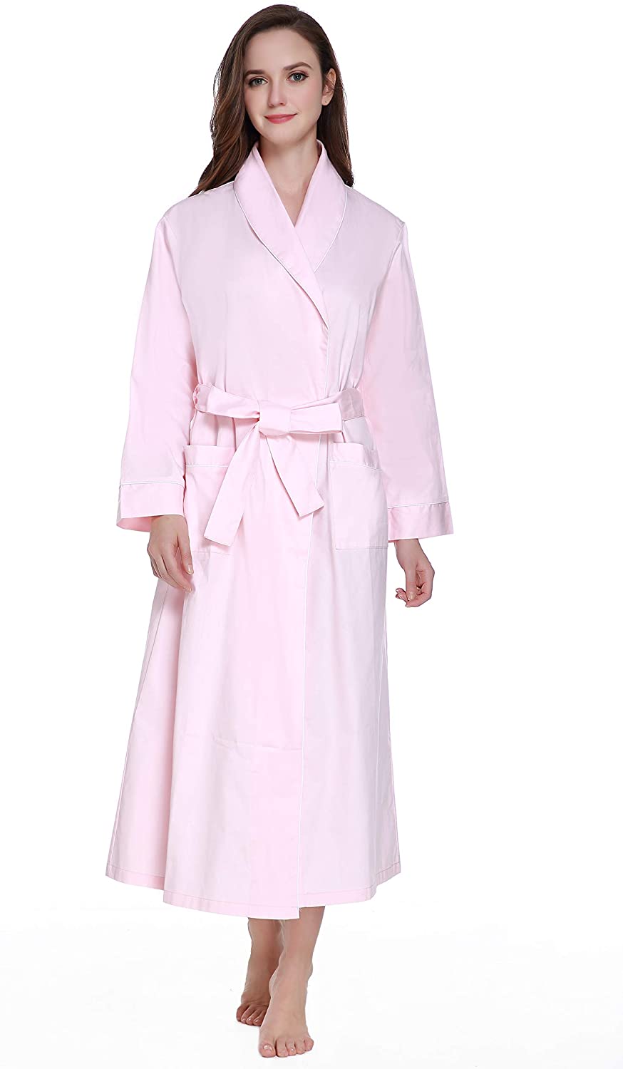 Price:$21.99 Lavenderi Women’s 100% Cotton Long Kimono Lounge Bathrobe Robe, Ladies Loungewear for Spa at Amazon Women’s Clothing store