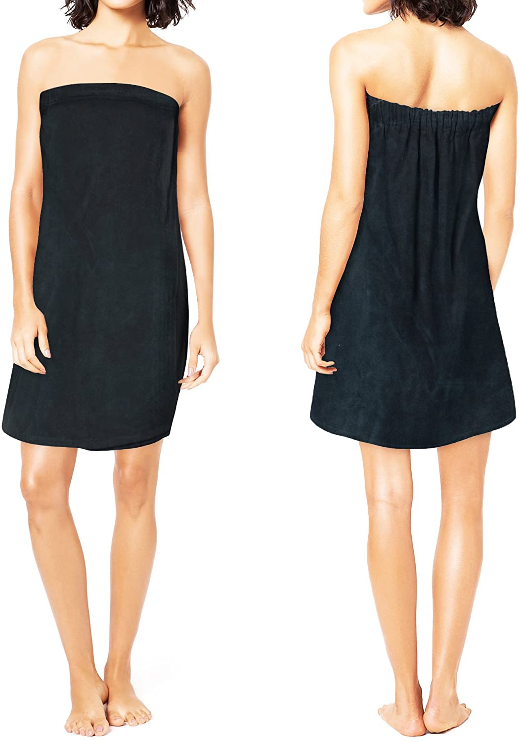 Price:$24.99 Silken Women's 100% Turkish Cotton Towels Terry Velour Body Wrap Towel with Adjustable Closure (Black) at Amazon Women’s Clothing store
