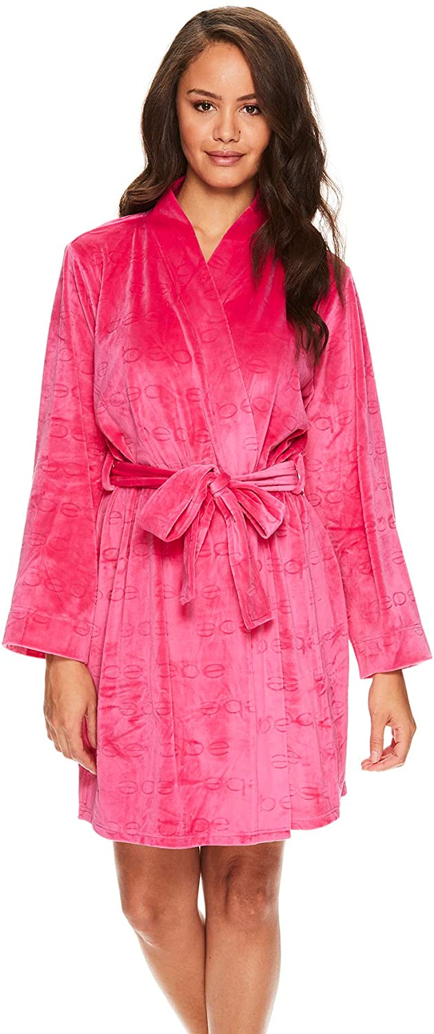 Price:$19.99 bebe Womens Mid-Length Plush Pajama Lounge Robe Bathrobe at Amazon Women’s Clothing store