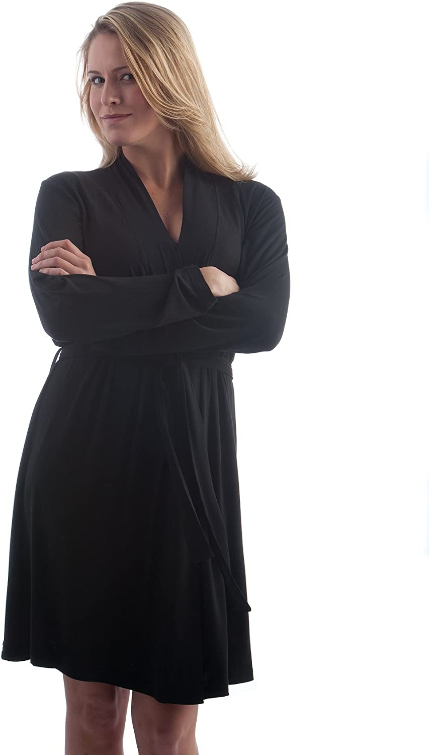 Price:$98.00    Bamboo Dreams Serenity Long Sleeve Short Belted Robe S/M Black  Clothing