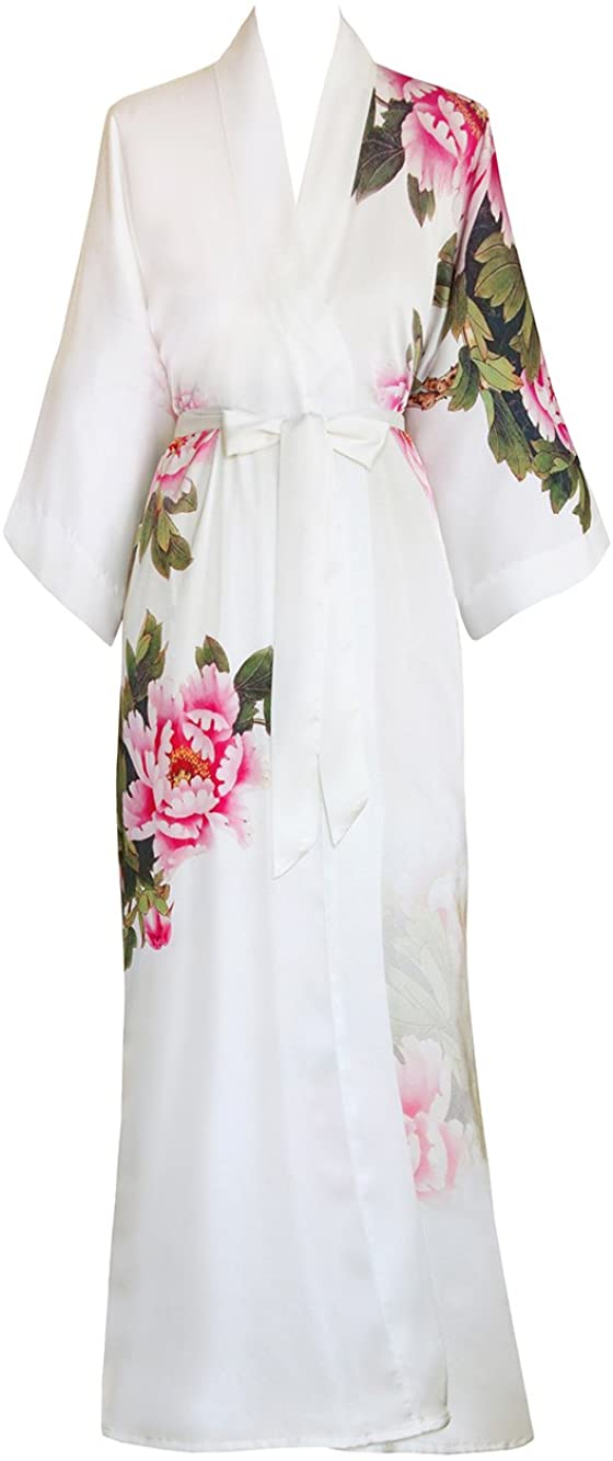 Price:$110.00 Kim+ONO Women's Kimono Robe Long - Watercolor Floral (Peony & Bird- White) at Amazon Women’s Clothing store