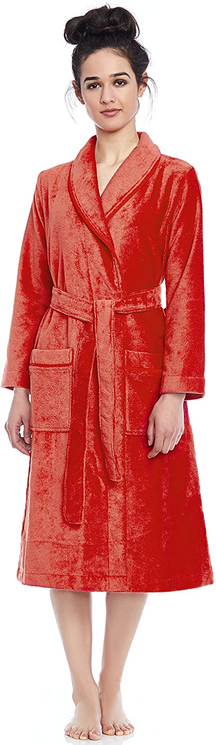 Price:$69.00 Be Relax Short Women's Terry Cotton Bath Robe - Toweling with Belt - Raspberry at Amazon Women’s Clothing store