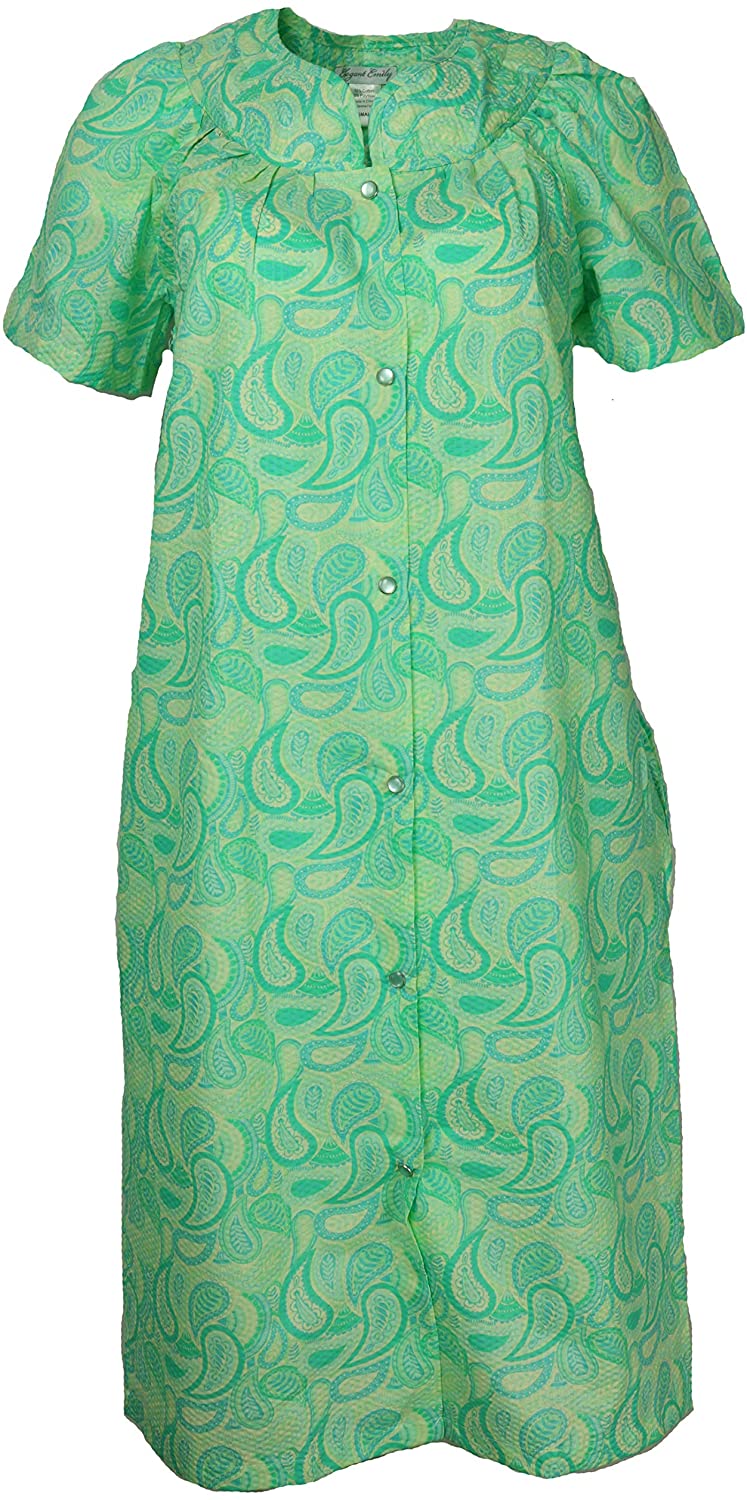 Price:$19.99 Elegant Emily Women's Cotton Blend House Dress Duster Robe, Snap Front, Pockets at Amazon Women’s Clothing store
