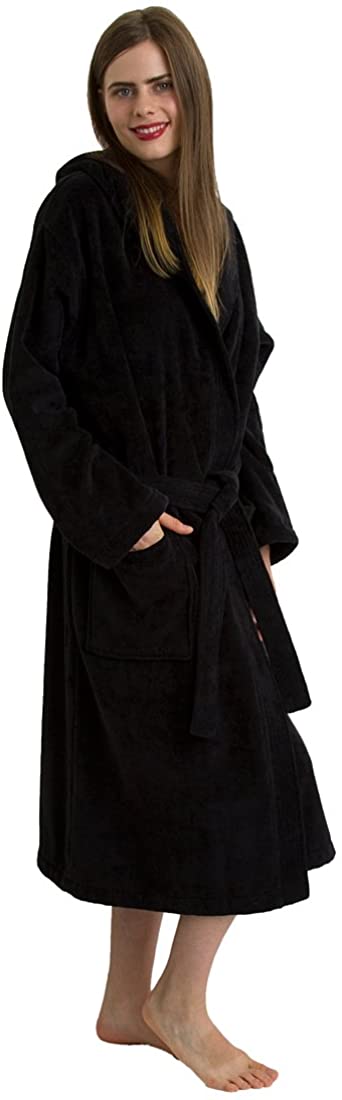 Price:$44.95 TowelSelections Women's Robe, Hooded Terry Velour Cotton Bathrobe Made in Turkey at Amazon Women’s Clothing store