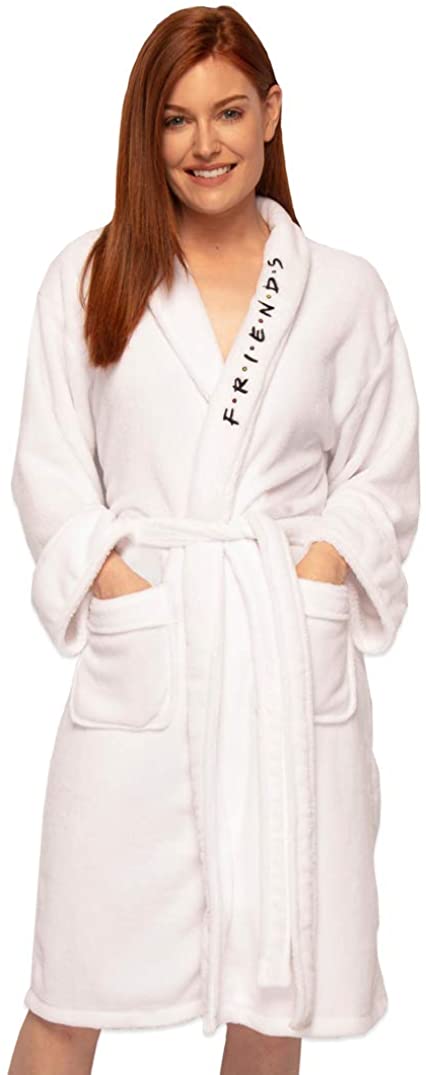 Price:$36.49 Groovy Uk Womens White Friends Central Perk Dressing Gown at Amazon Women’s Clothing store
