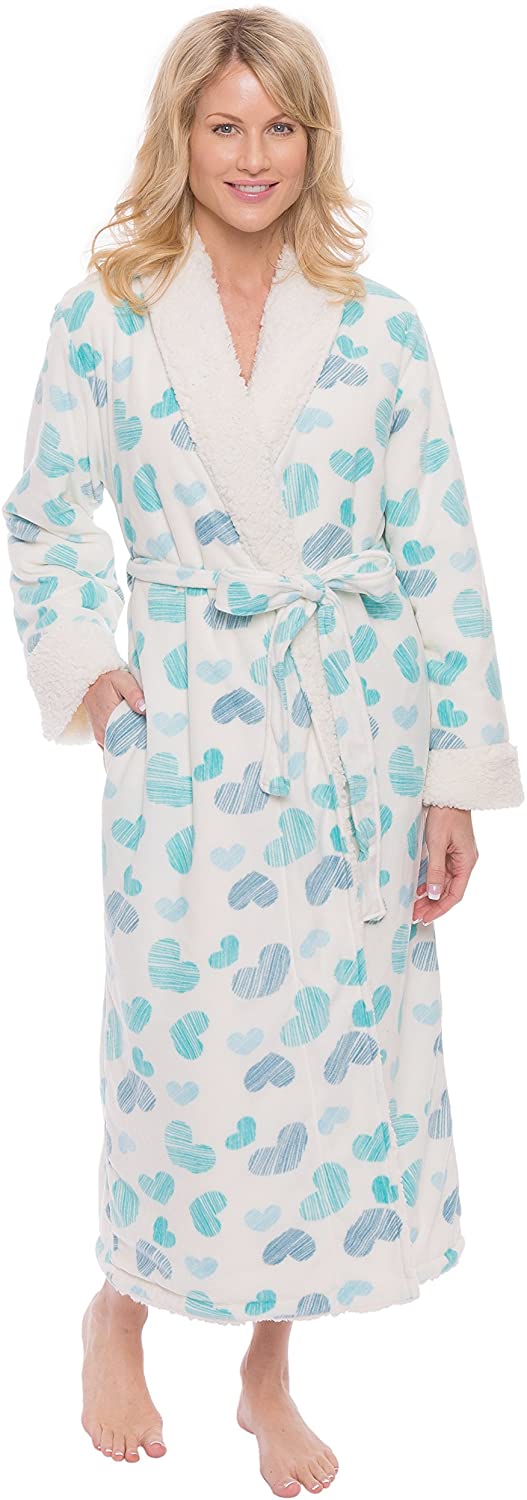 Price:$39.99 Noble Mount Fleece Robes for Women, Sherpa Robe, Lightweight Bathrobes for Women at Amazon Women’s Clothing store