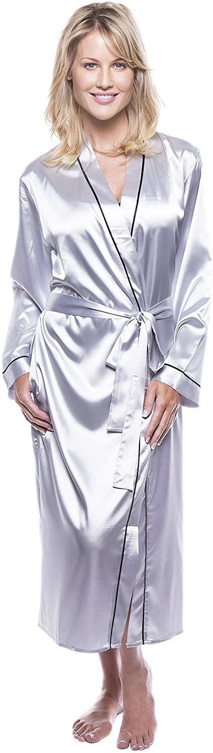 Price:$19.99 Noble Mount Women's Classic Satin Robe at Amazon Women’s Clothing store