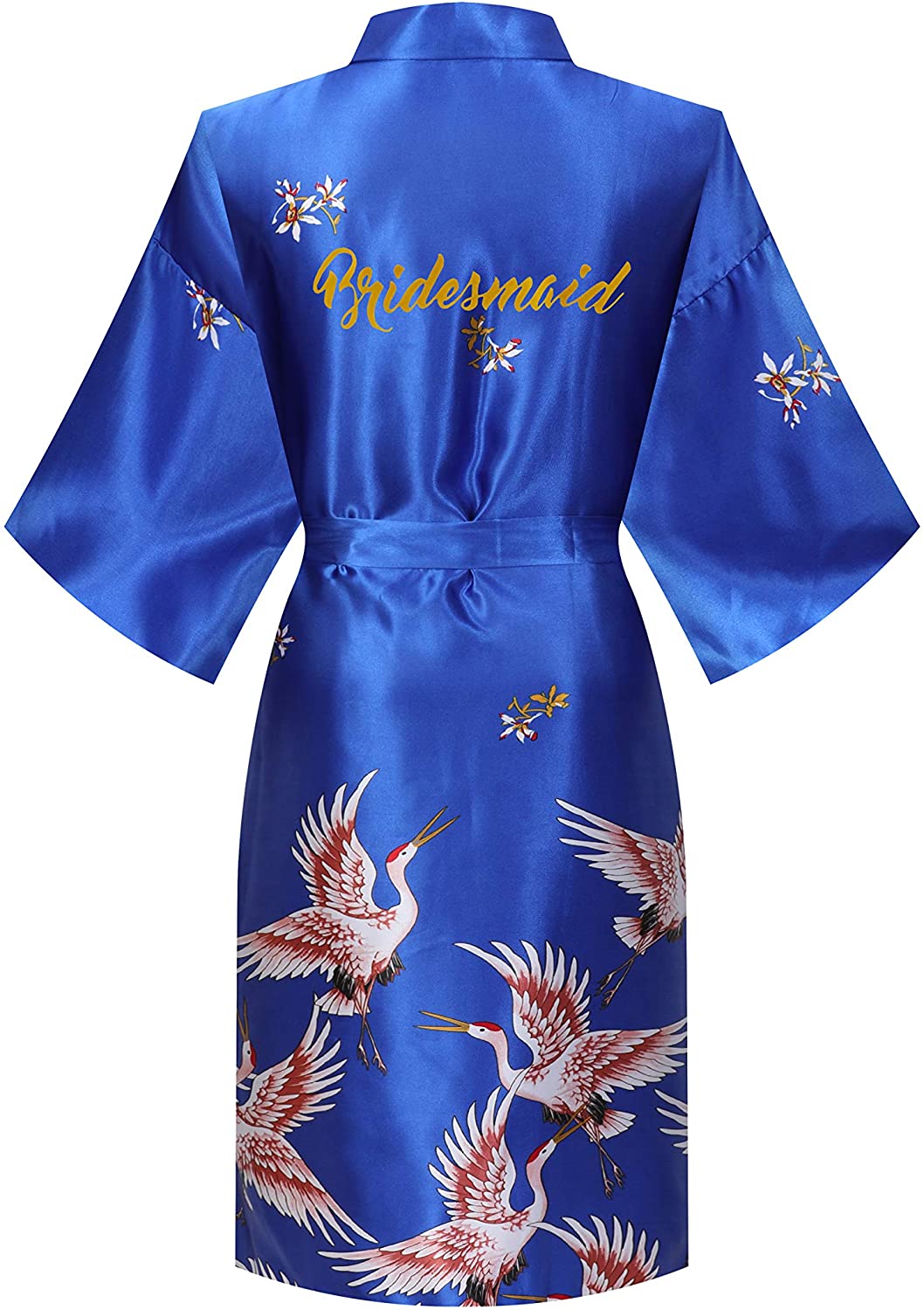 Price:$13.99 MORFORU Women's One Size Bride Bridesmaid Robe Cranes Pattern with Gold Glitter for Wedding Party Getting Ready, Knee-Length (Royal Blue, Bridesmaid) at Amazon Women’s Clothing store