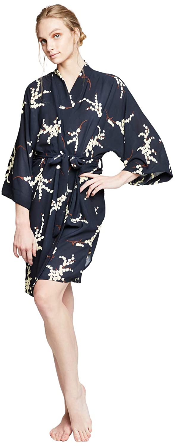 Price:$88.00 KIM+ONO Crepe Kimono Robe Short - Mio - Navy (Blue) at Amazon Women’s Clothing store