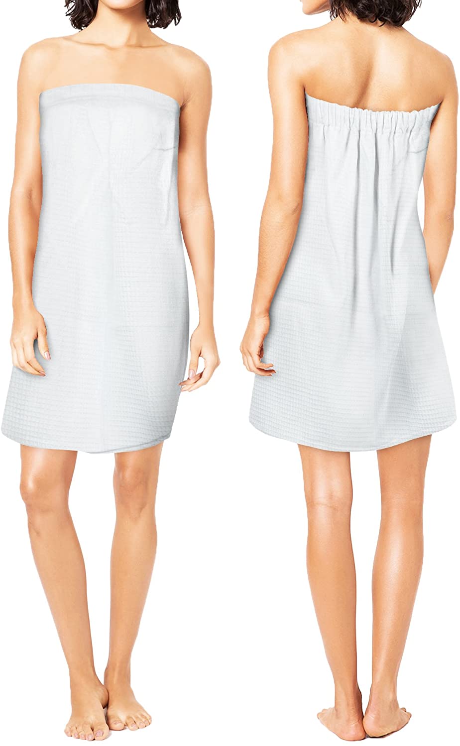 Price:$14.99    Corner4Shop Women's 100% Turkish Cotton Waffle Wrap Towel with Adjustable Closure (White)  Clothing