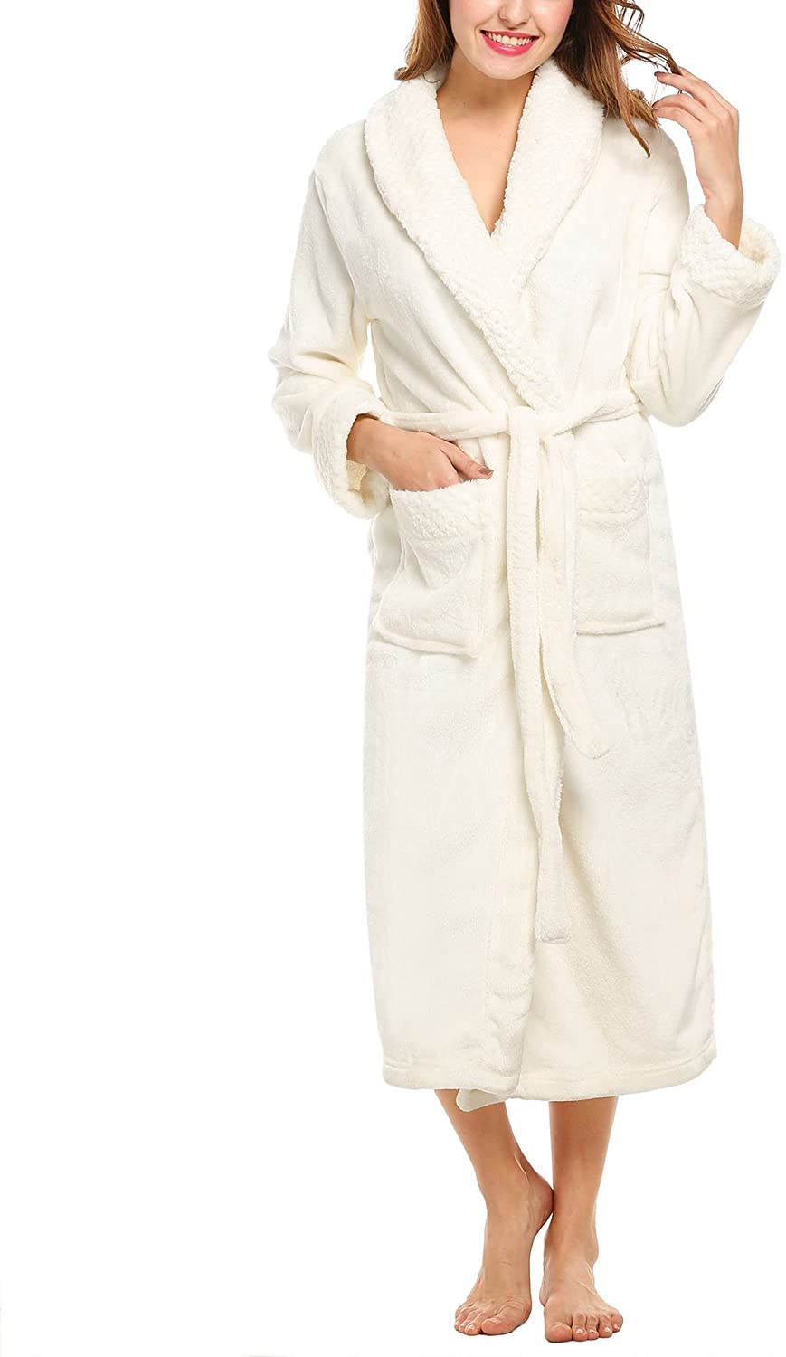 Price:$9.99 Hotouch Women's Plush Fleece Long Robe Warm Bathrobe or Short Zipper Lounger Robe S-XXL at Amazon Women’s Clothing store