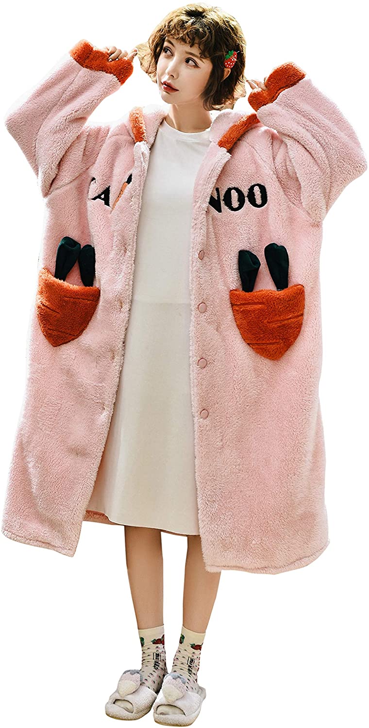Price:$29.99 Honeystore Women's Fleece Warm Robe Long Animal Printed Bathrobe with Hooded at Amazon Women’s Clothing store