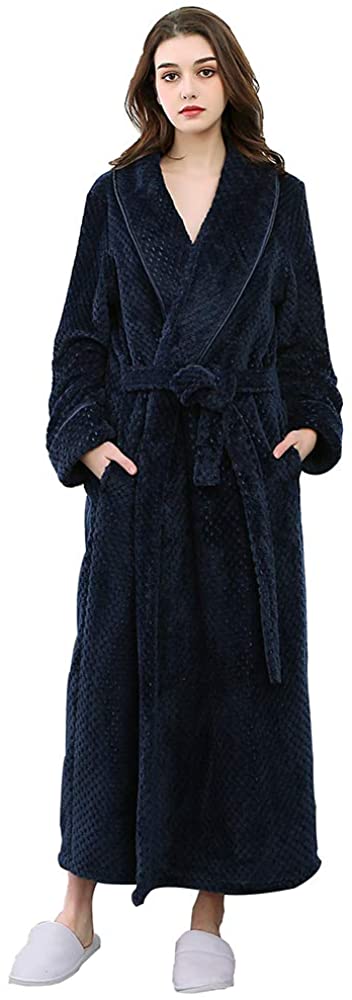 Price:$28.99 ROSEEM Womens Long Robe Fleece Bathrobe Plush Soft Nightgown Dressing Gown at Amazon Women’s Clothing store