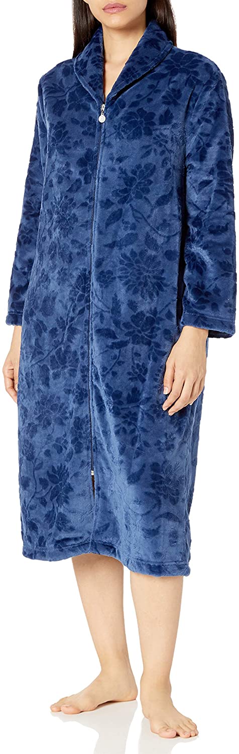 Price:$40.59 Karen Neuburger Women's Plush Soft Warm Fleece Bathrobe Robe Pajama Pj, Floral Navy, Small at Amazon Women’s Clothing store