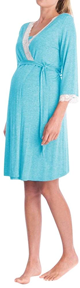 Price:$54.99 Classic Maternity Nursing Dress for Women Breastfeeding Pajamas Lace 3/4 Sleeve Pregnancy Dress Pajamas at Amazon Women’s Clothing store