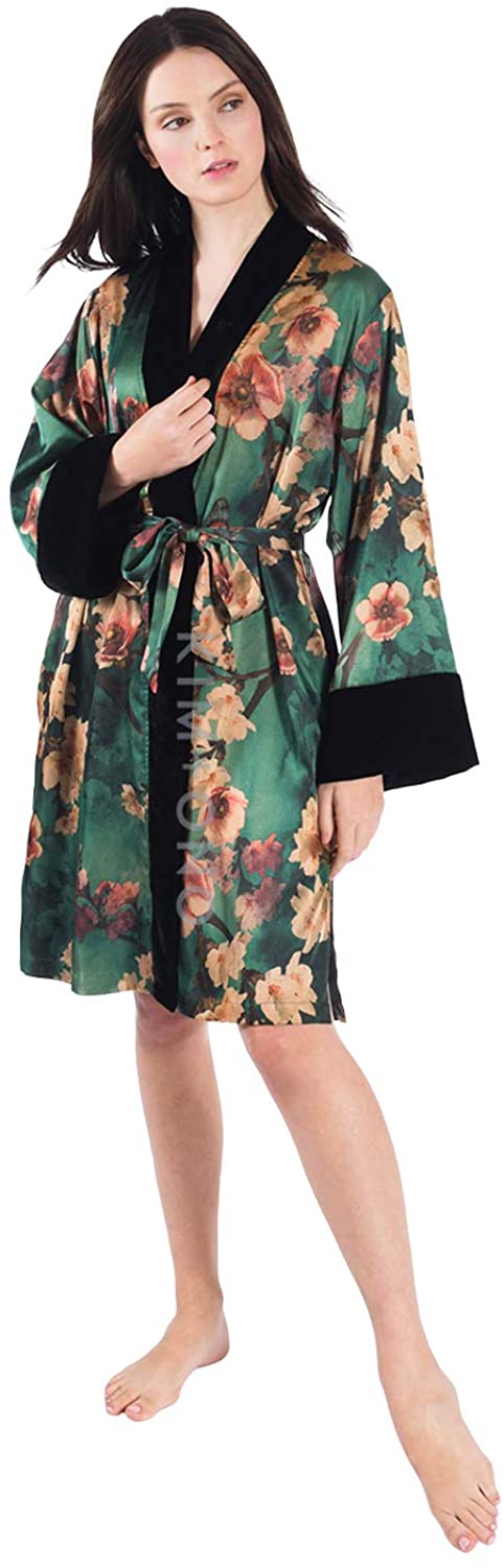 Price:$120.00 KIM+ONO Women's Kimono Wrap Short - Watercolor Floral, Azumi- Green at Amazon Women’s Clothing store