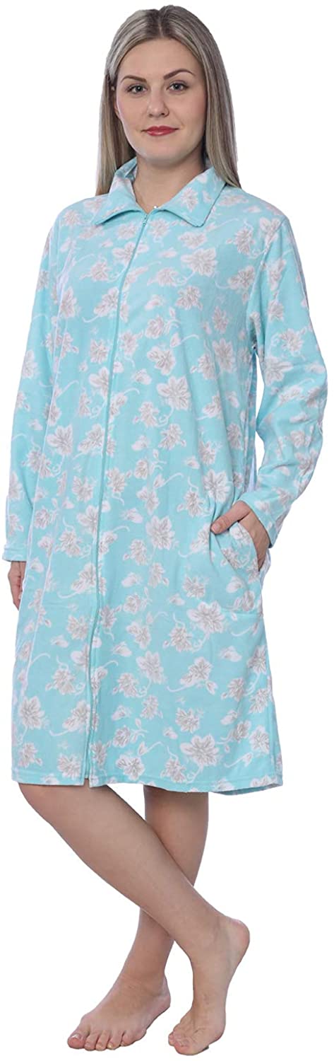 Price:$14.99 Beverly Rock Women's Fleece Robe, Beautiful Zip Up House Dress Casual Robe at Amazon Women’s Clothing store